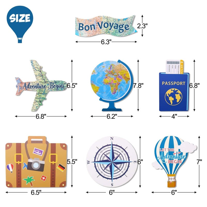 Yaaaaasss! Let The Adventure Begin Centerpieces Travel Themed Centerpieces Sticks Adventure Awaits Bon Voyage Farewell World Map Retirement Graduation Party Photo Booth Props Set of 21 - Image 2